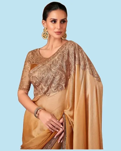 Moti Fancy Fabric Designer Border Sarees — image 2