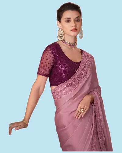 Moti Fancy Fabric Designer Border Sarees — image 2