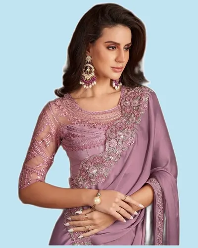 Moti Fancy Fabric Designer Border Sarees — image 2