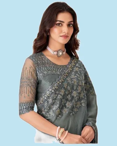 Moti Fancy Fabric Designer Border Sarees — image 2