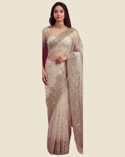 Regal Vibe Net Saree Work Border Sarees — image 3
