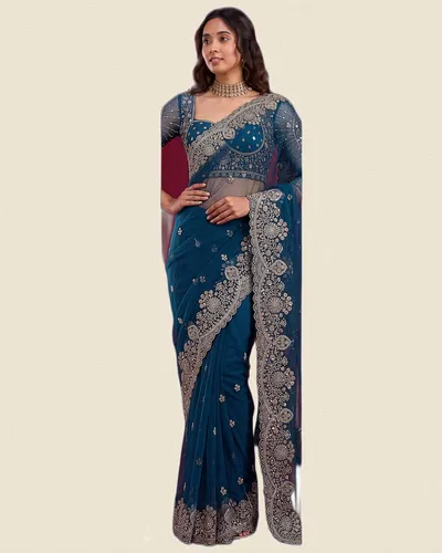 Regal Vibe Net Saree Work Border Sarees — image 3