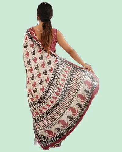 Elegant Festive Chinon Mirror Work Block Print Sarees — image 3
