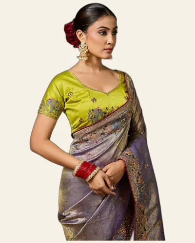 Banarasi Jacquard Heavy Work Border Sarees — image 3