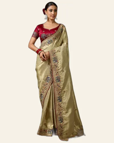 Banarasi Jacquard Heavy Work Border Sarees