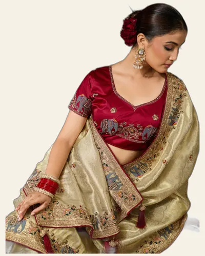 Banarasi Jacquard Heavy Work Border Sarees — image 3
