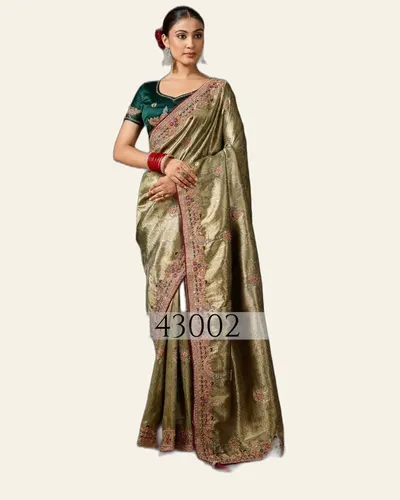 Banarasi Jacquard Heavy Work Border Sarees — image 3