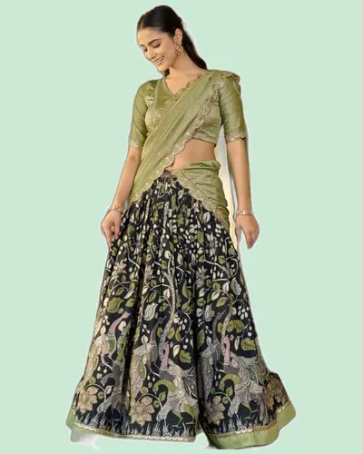 Festive Tasar Vichitra Lehenga Set — image 3
