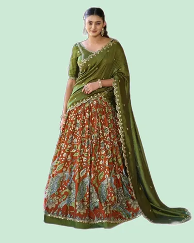 Festive Tasar Vichitra Lehenga Set