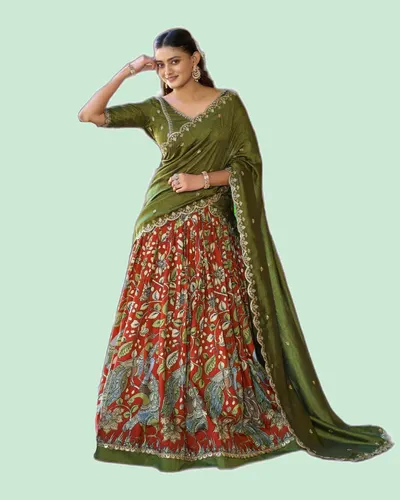 Festive Tasar Vichitra Lehenga Set — image 2
