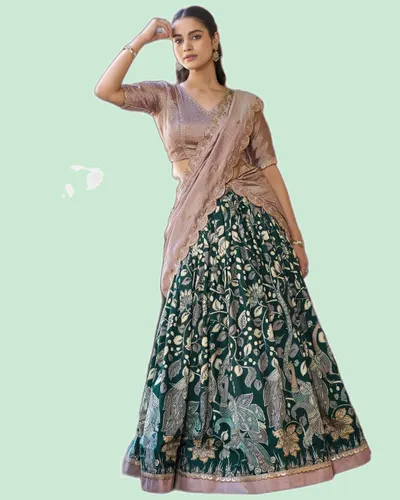 Festive Tasar Vichitra Lehenga Set — image 2