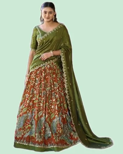 Festive Tasar Vichitra Lehenga Set — image 4