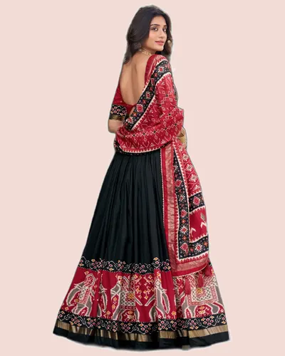 Festive Season Tussar Silk  Patola Print Lehengas — image 4