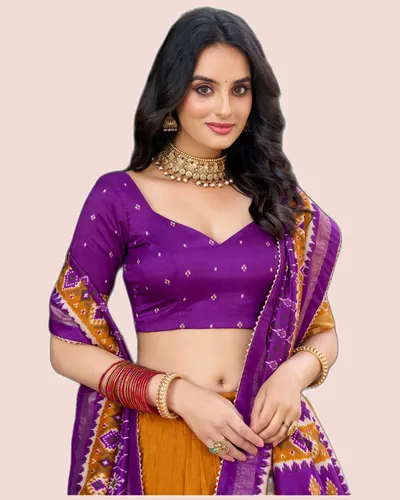 Festive Season Tussar Silk  Patola Print Lehengas — image 2