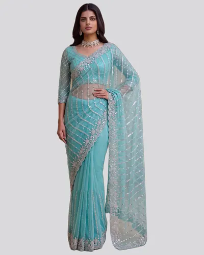 Regal Charm Beads Handwork Embroidered Sarees