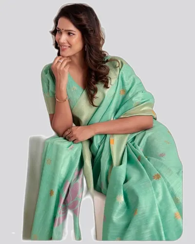 Wonderful Soft Linen Jacquard Broad Pallu Sarees — image 4