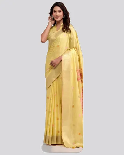 Wonderful Soft Linen Jacquard Broad Pallu Sarees — image 5
