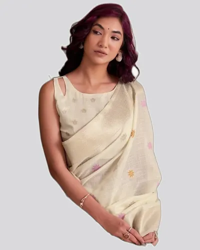 Wonderful Soft Linen Jacquard Broad Pallu Sarees — image 3