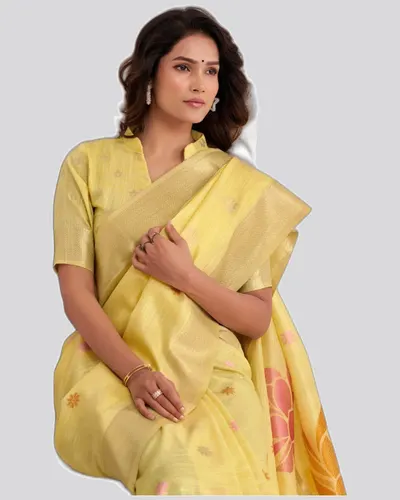 Wonderful Soft Linen Jacquard Broad Pallu Sarees — image 2