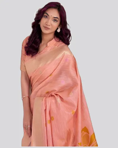 Wonderful Soft Linen Jacquard Broad Pallu Sarees — image 2