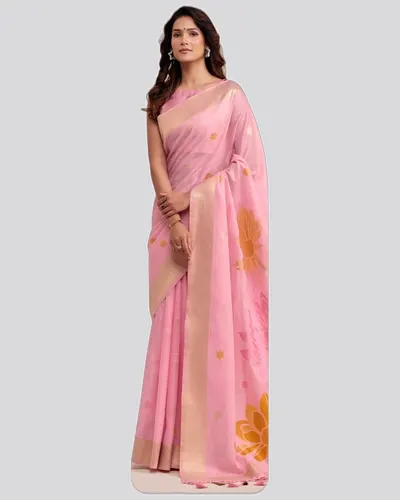 Wonderful Soft Linen Jacquard Broad Pallu Sarees — image 3