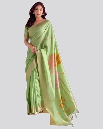 Wonderful Soft Linen Jacquard Broad Pallu Sarees — image 2