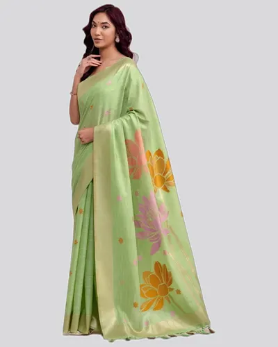 Wonderful Soft Linen Jacquard Broad Pallu Sarees