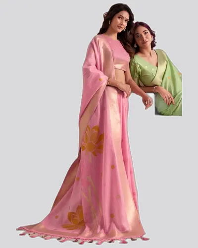 Wonderful Soft Linen Jacquard Broad Pallu Sarees — image 5