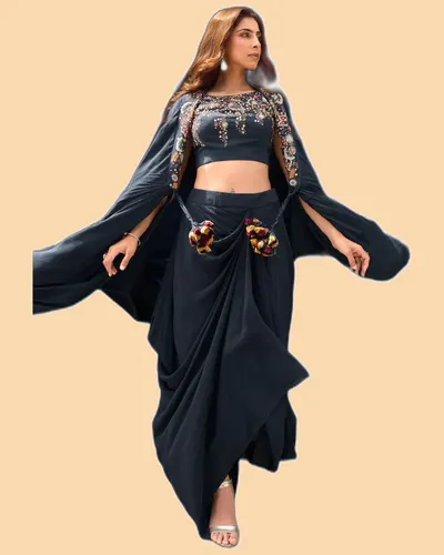 Gauhar Embroidered Georgette Jacket Style Designer Dresses — image 4