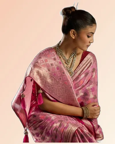 Traditional Weaves Hand-dyed Khaddi Georgette Sarees  — image 4