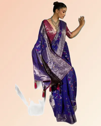 Traditional Weaves Hand-dyed Khaddi Georgette Sarees  — image 2