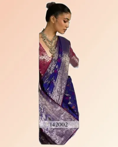 Traditional Weaves Hand-dyed Khaddi Georgette Sarees  — image 3