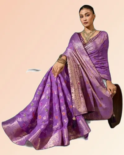 Traditional Weaves Hand-dyed Khaddi Georgette Sarees  — image 2