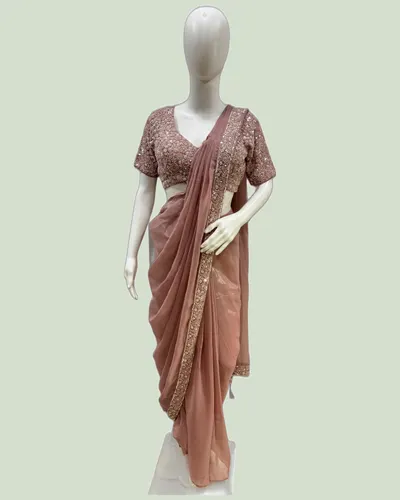 Partywear  Metallic Shimmer Fabric Sarees — image 2
