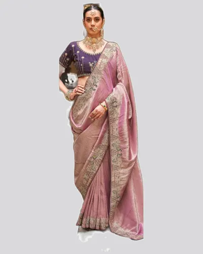 Tradition Carrying Soft Tissue Embroidered Sarees — image 4