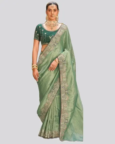 Tradition Carrying Soft Tissue Embroidered Sarees — image 2