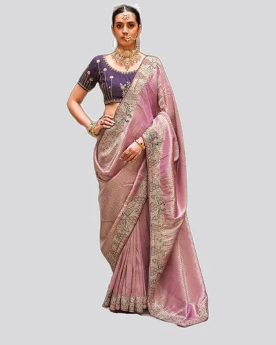Tradition Carrying Soft Tissue Embroidered Sarees