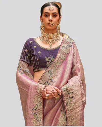 Tradition Carrying Soft Tissue Embroidered Sarees — image 2