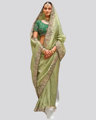 Tradition Carrying Soft Tissue Embroidered Sarees — image 3