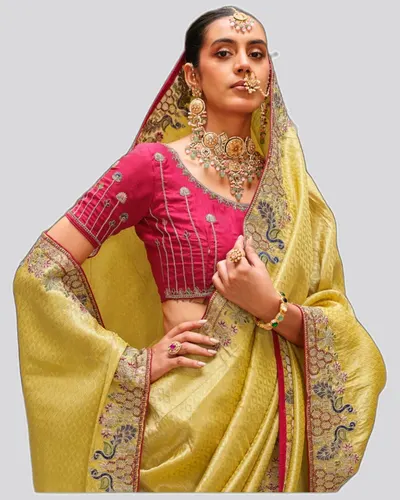 Tradition Carrying Soft Tissue Embroidered Sarees — image 2
