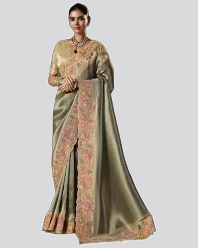 Virasat V1 Handwork Motif Crystal Beads Detailed Border Sarees 
