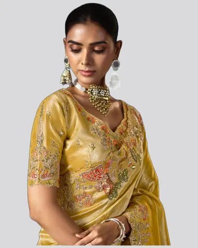 Virasat V1 Handwork Motif Crystal Beads Detailed Border Sarees  — image 2