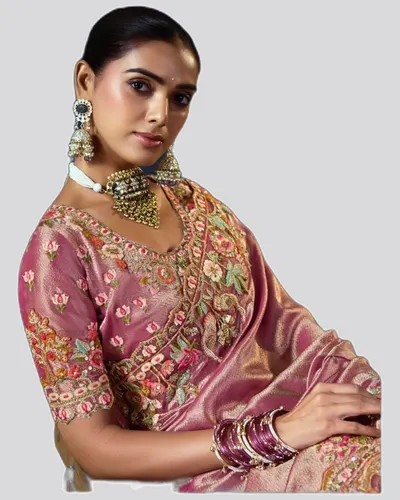 Virasat V1 Handwork Motif Crystal Beads Detailed Border Sarees  — image 2