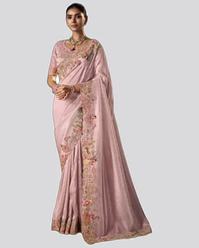 Virasat V1 Handwork Motif Crystal Beads Detailed Border Sarees 