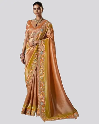 Virasat V1 Handwork Motif Crystal Beads Detailed Border Sarees  — image 3