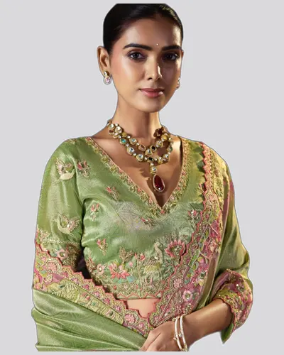 Virasat V1 Handwork Motif Crystal Beads Detailed Border Sarees  — image 3
