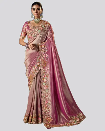 Virasat V1 Handwork Motif Crystal Beads Detailed Border Sarees 