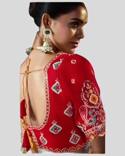 Virasat V1 Handwork Motif Crystal Beads Detailed Border Sarees  — image 3