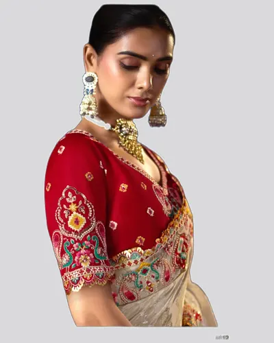 Virasat V1 Handwork Motif Crystal Beads Detailed Border Sarees  — image 2