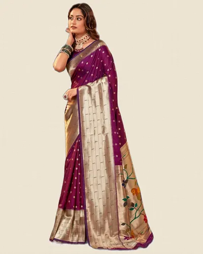 Pavitra Paithani Silk Zari Weaving Broad Border Sarees